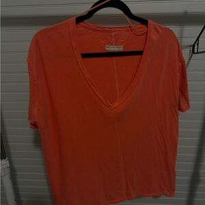 We The Free Coral V-Neck Tee